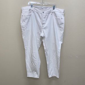 Old navy mid rise slouchy taper white jeans size 18